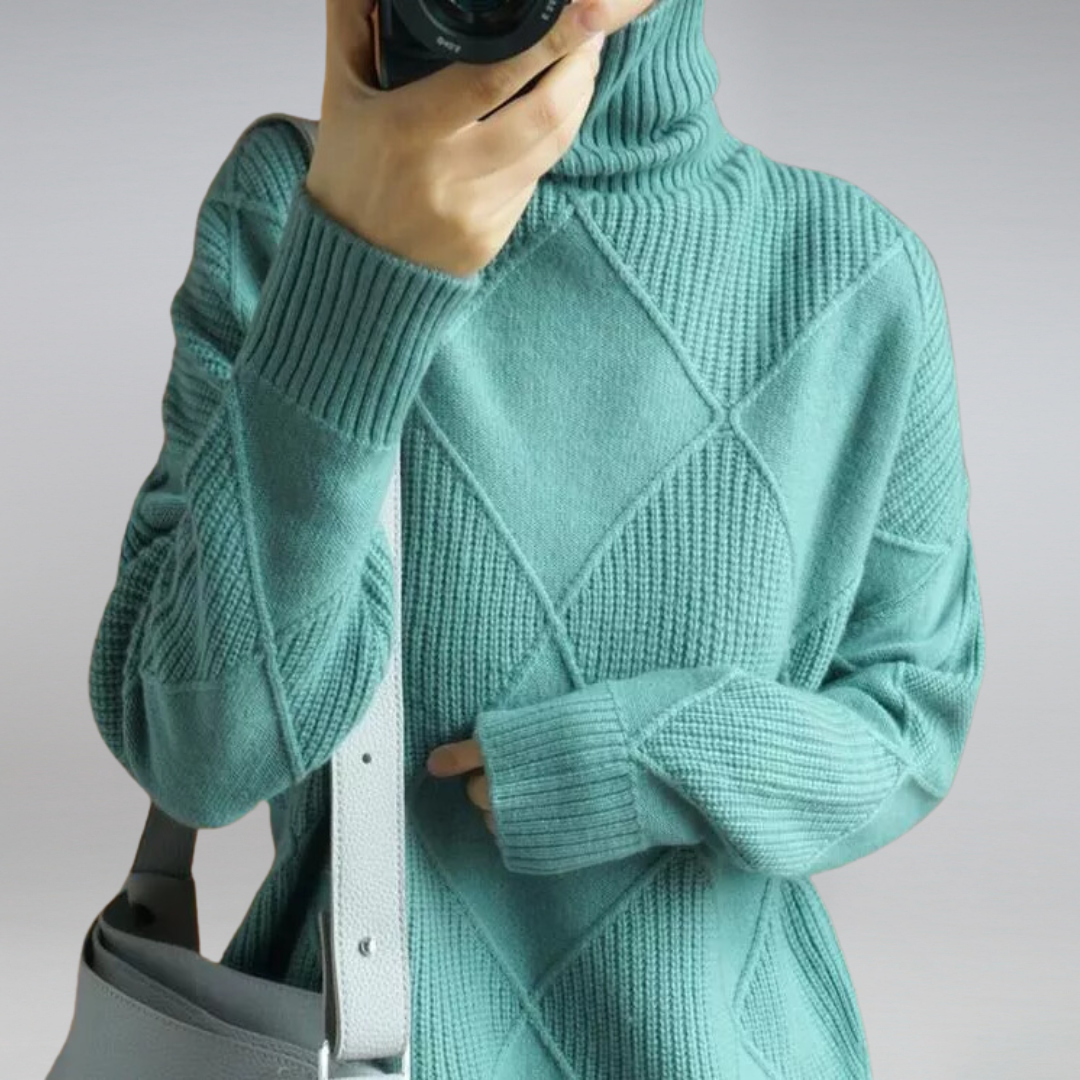 Camille – Women's Turtleneck Knit Sweater in Gray