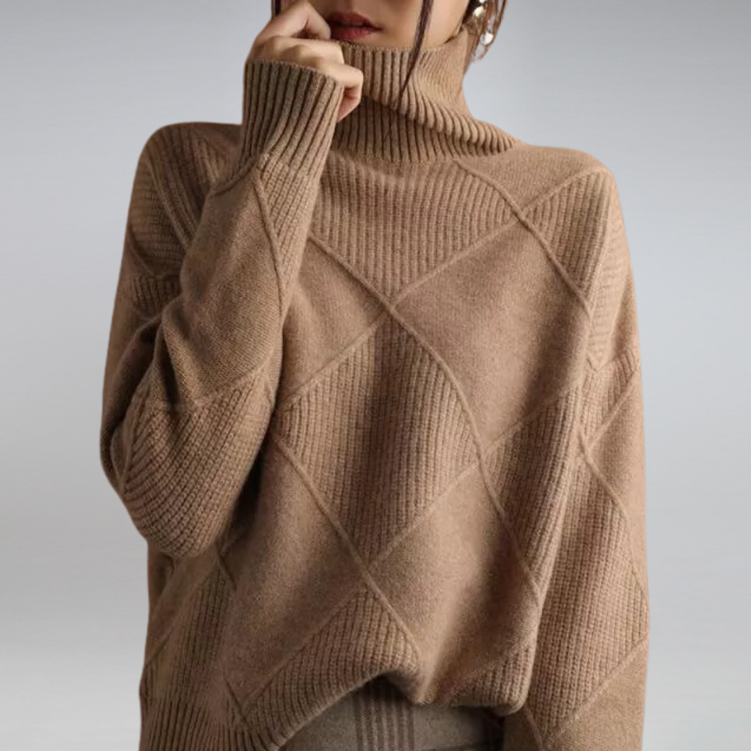 Camille – Women's Turtleneck Knit Sweater in Orange