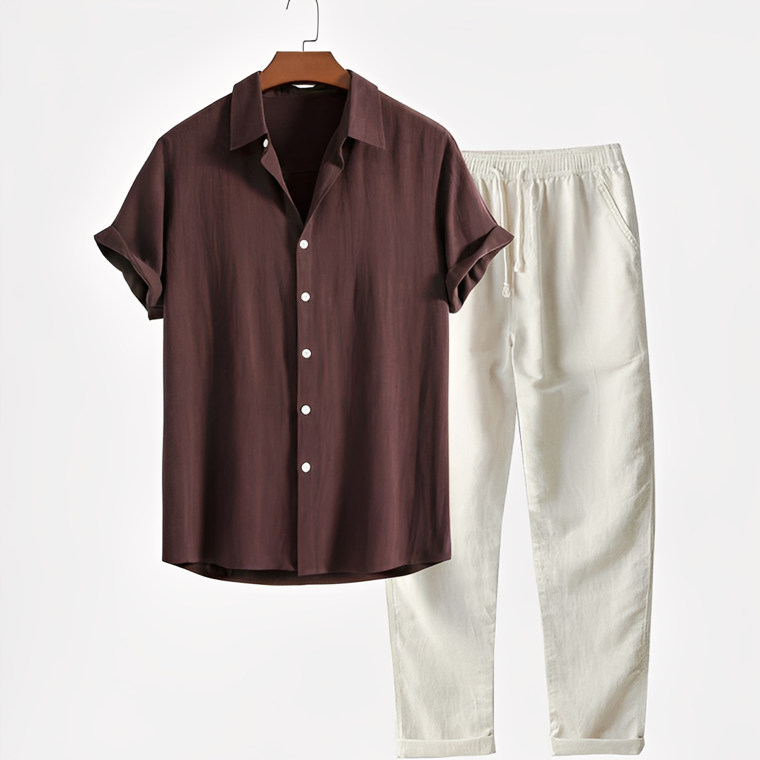 Fritz - Men's Relaxed Two-Piece Set in Beige