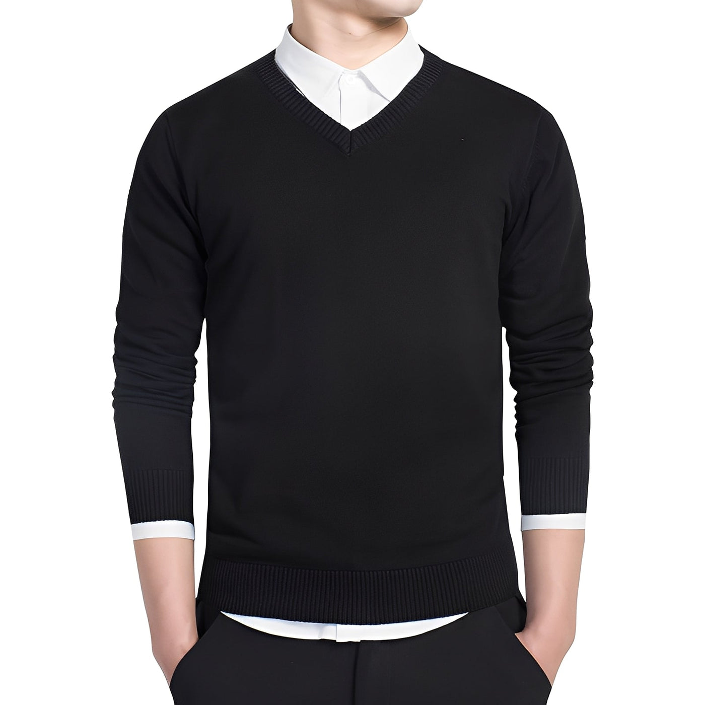 Tom Men's V-Neck Knit Sweater in Red