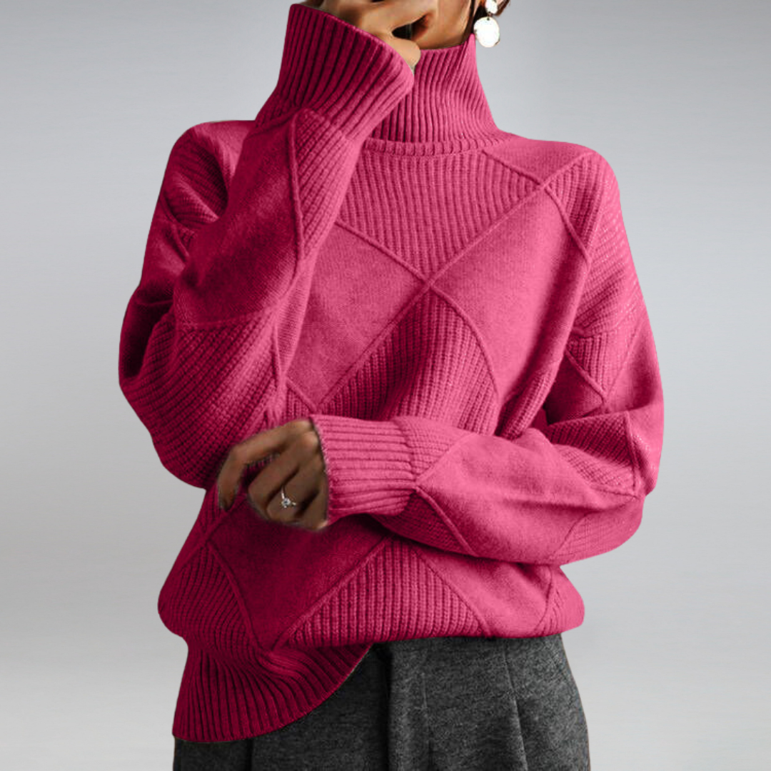 Camille – Women's Turtleneck Knit Sweater in Turquoise