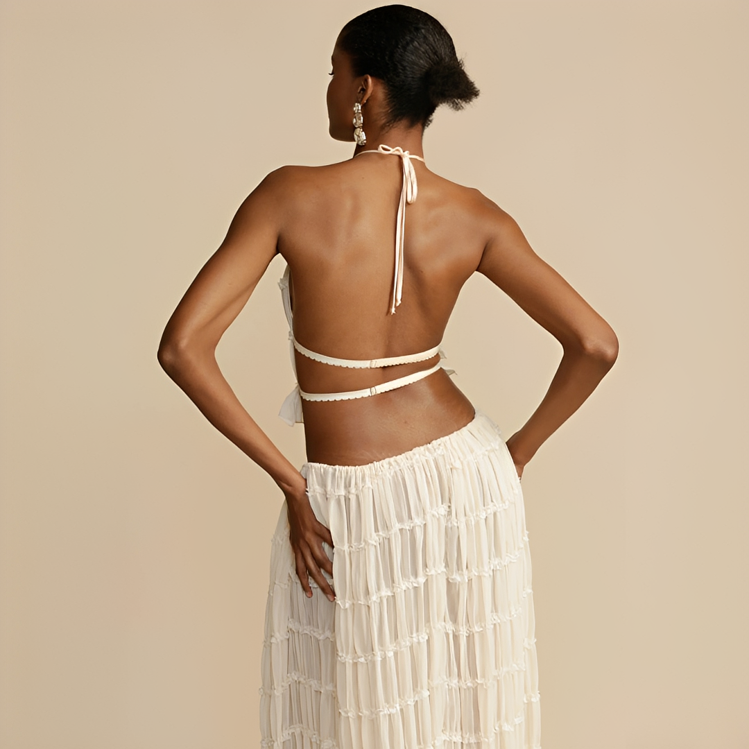 Kalea Women's Summer Top and Skirt Set in White