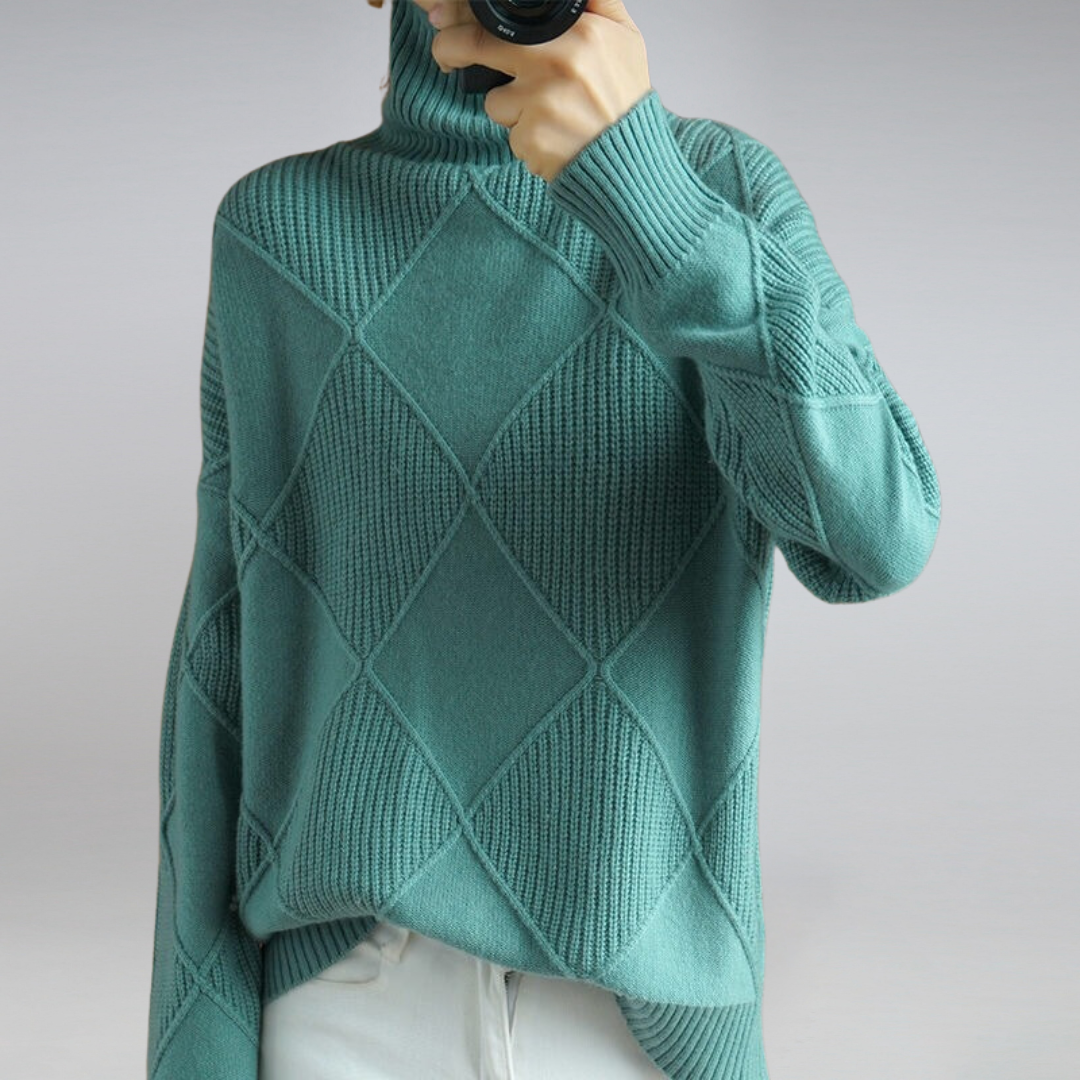 Camille – Women's Turtleneck Knit Sweater in Orange