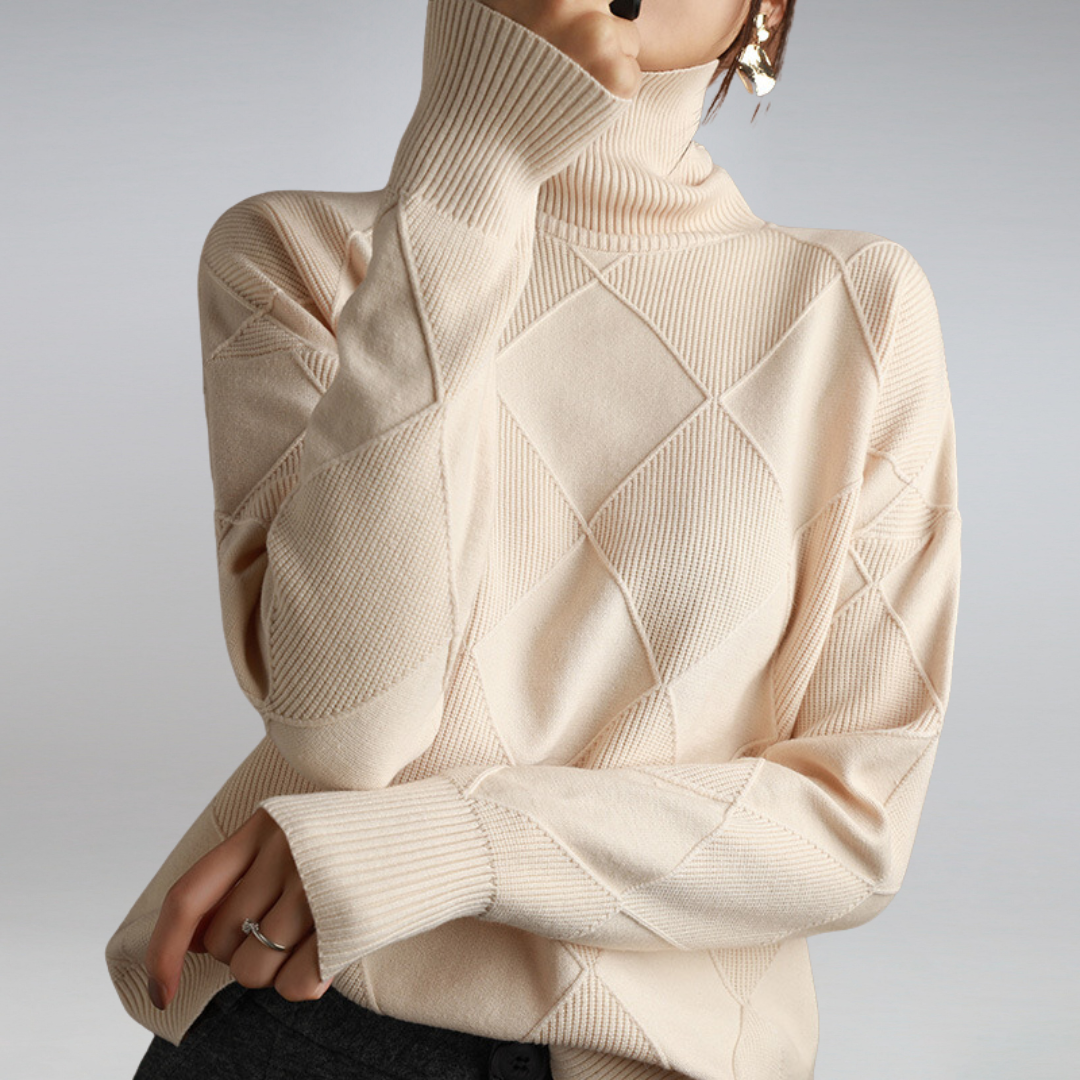 Camille – Women's Turtleneck Knit Sweater in Black