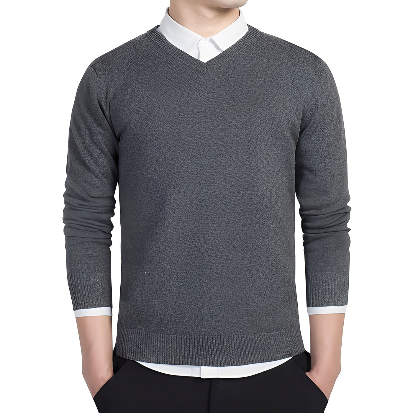 Tom Men's V-Neck Knit Sweater in Blue