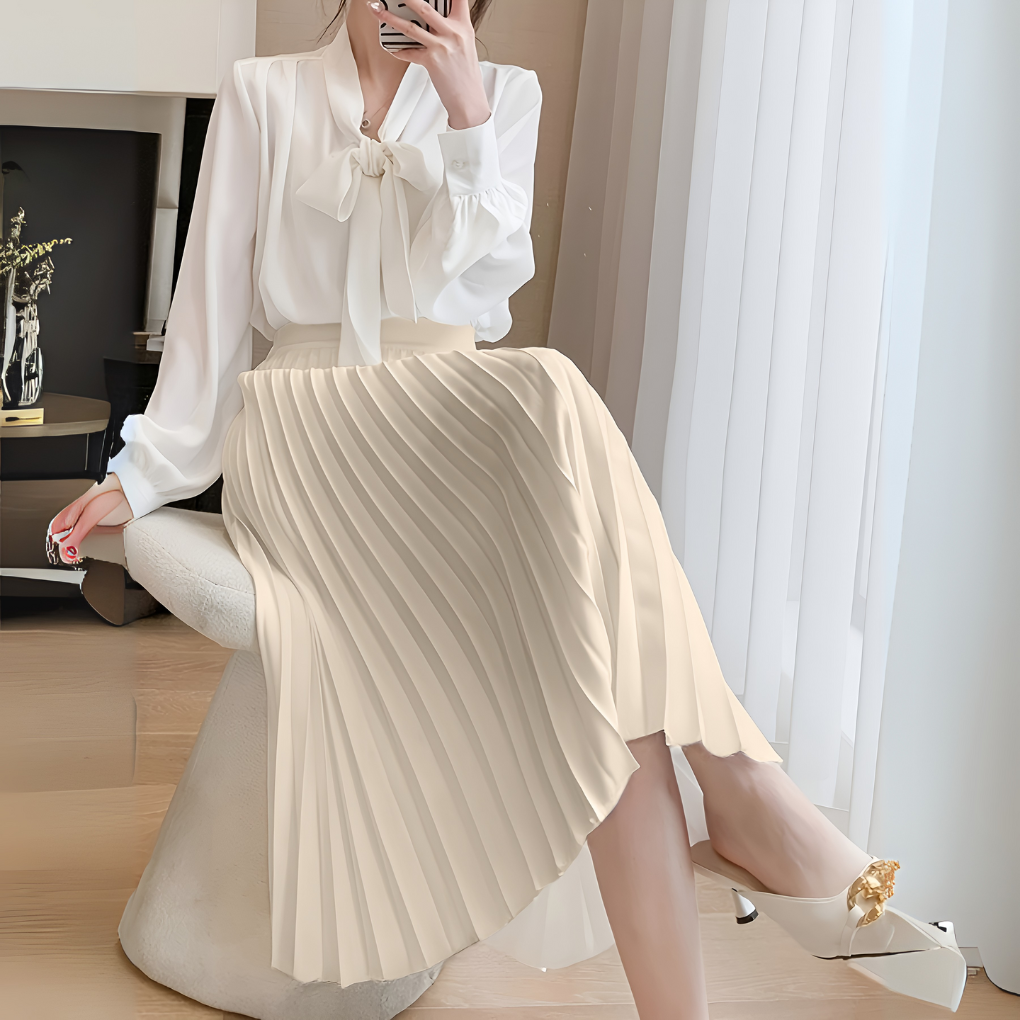 Inez – Pleated Midi Skirt with High Waist product image