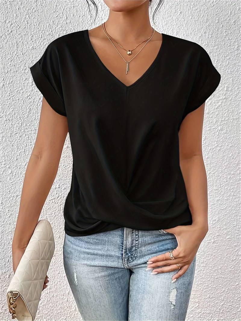 Zinnia – Relaxed Fit Short Sleeve Tee in Black