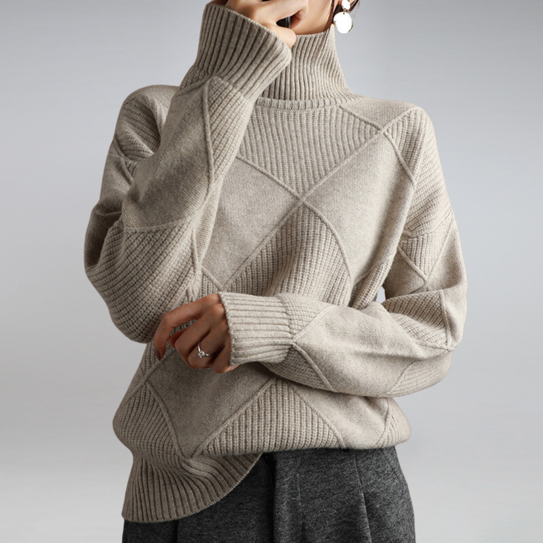 Camille – Women's Turtleneck Knit Sweater in Yellow