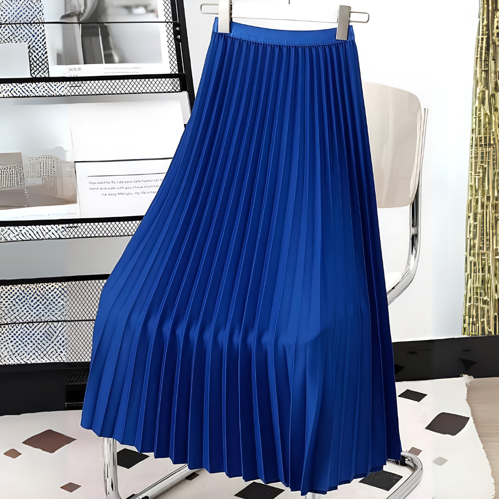 Inez – Pleated Midi Skirt with High Waist in Pink