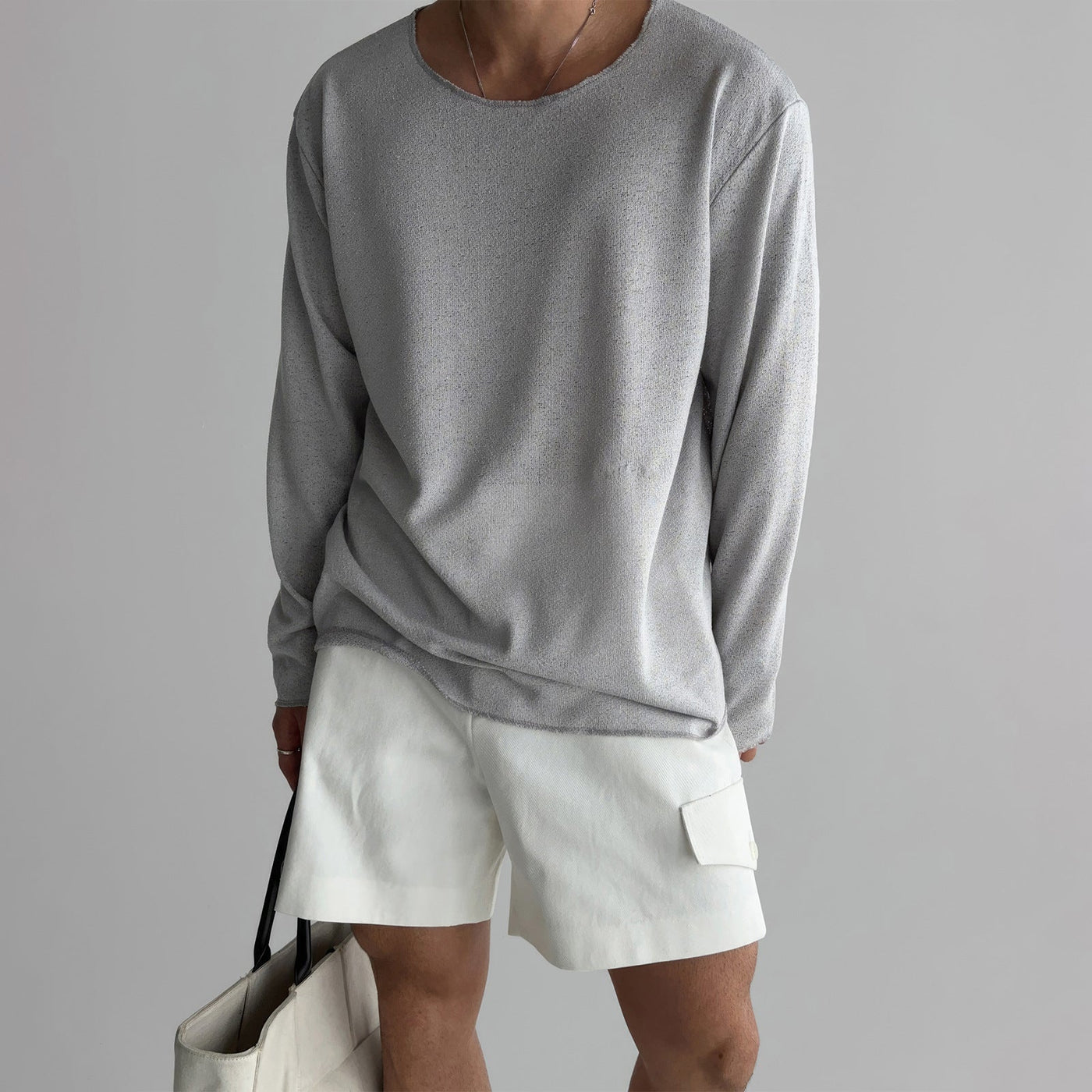 Carter - Men's Cozy Long Sleeve Pullover in White