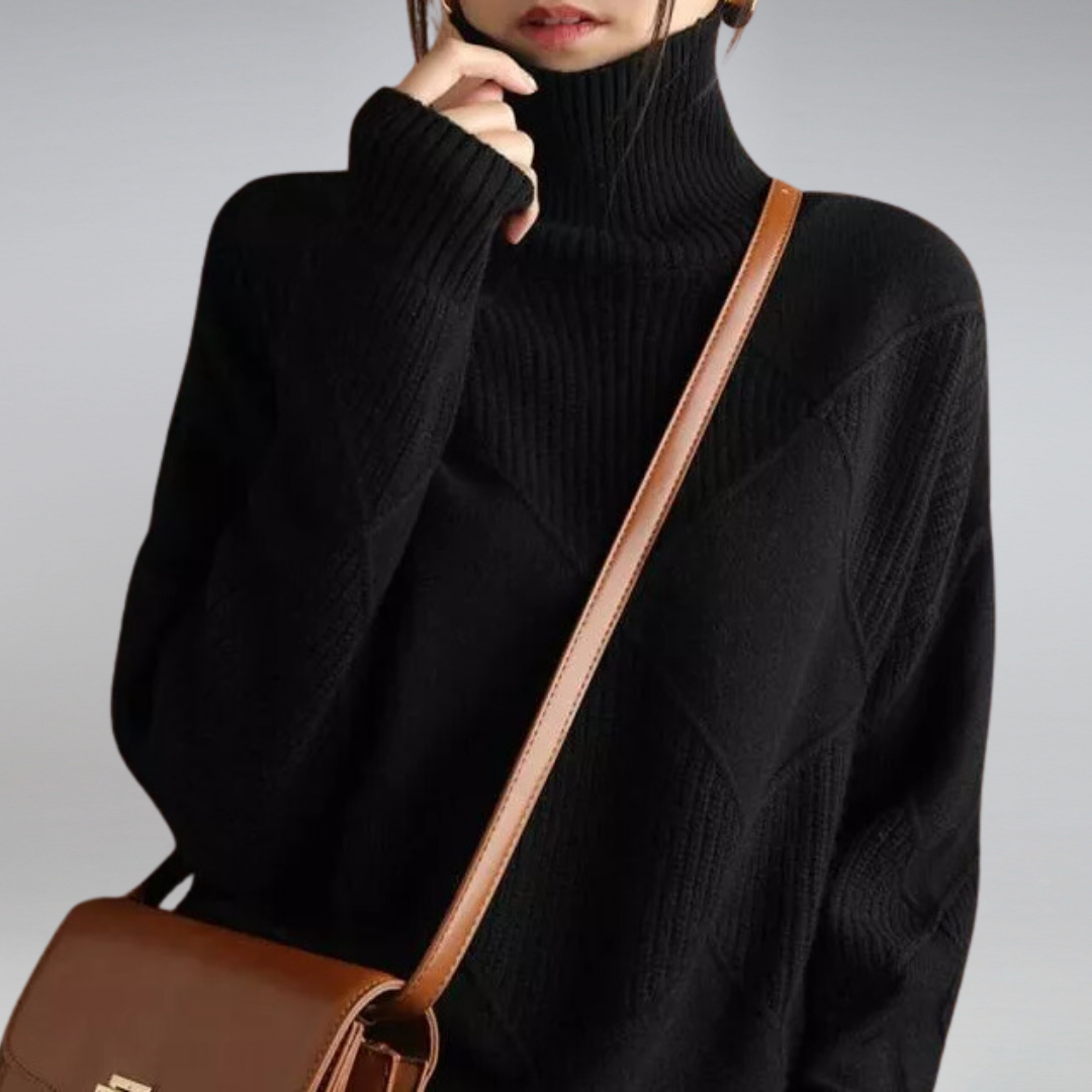 Camille – Women's Turtleneck Knit Sweater in Pink