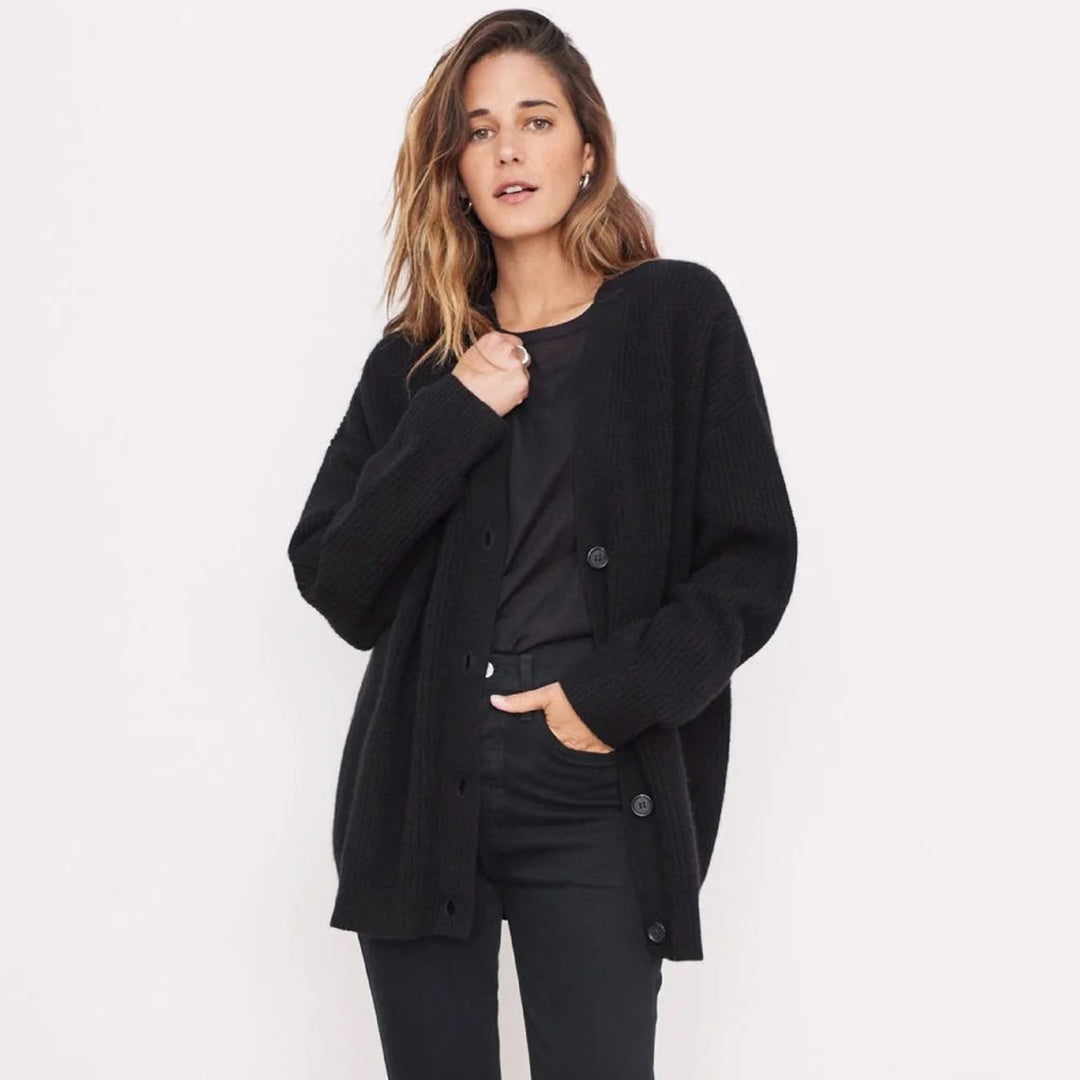 Leah – Oversized Extra Long Cardigan in Black
