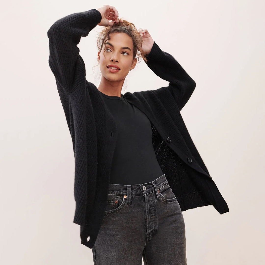 Leah – Oversized Extra Long Cardigan in Camel