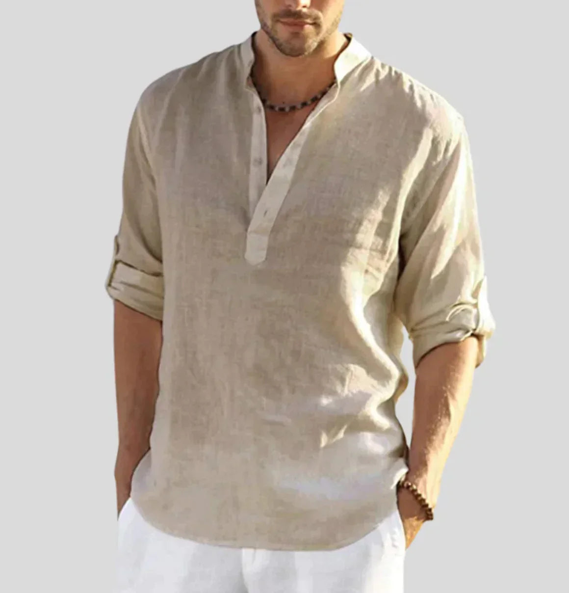 John – Men's Relaxed Fit Casual Shirt in Beige