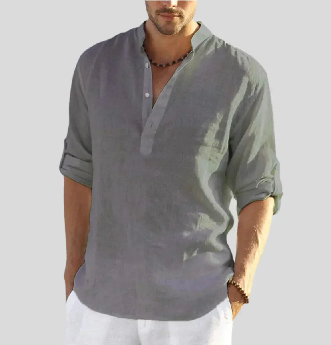 John – Men's Relaxed Fit Casual Shirt in Gray
