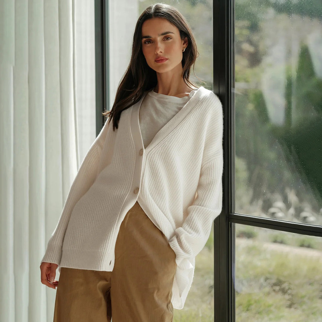 Leah – Oversized Extra Long Cardigan in Natural