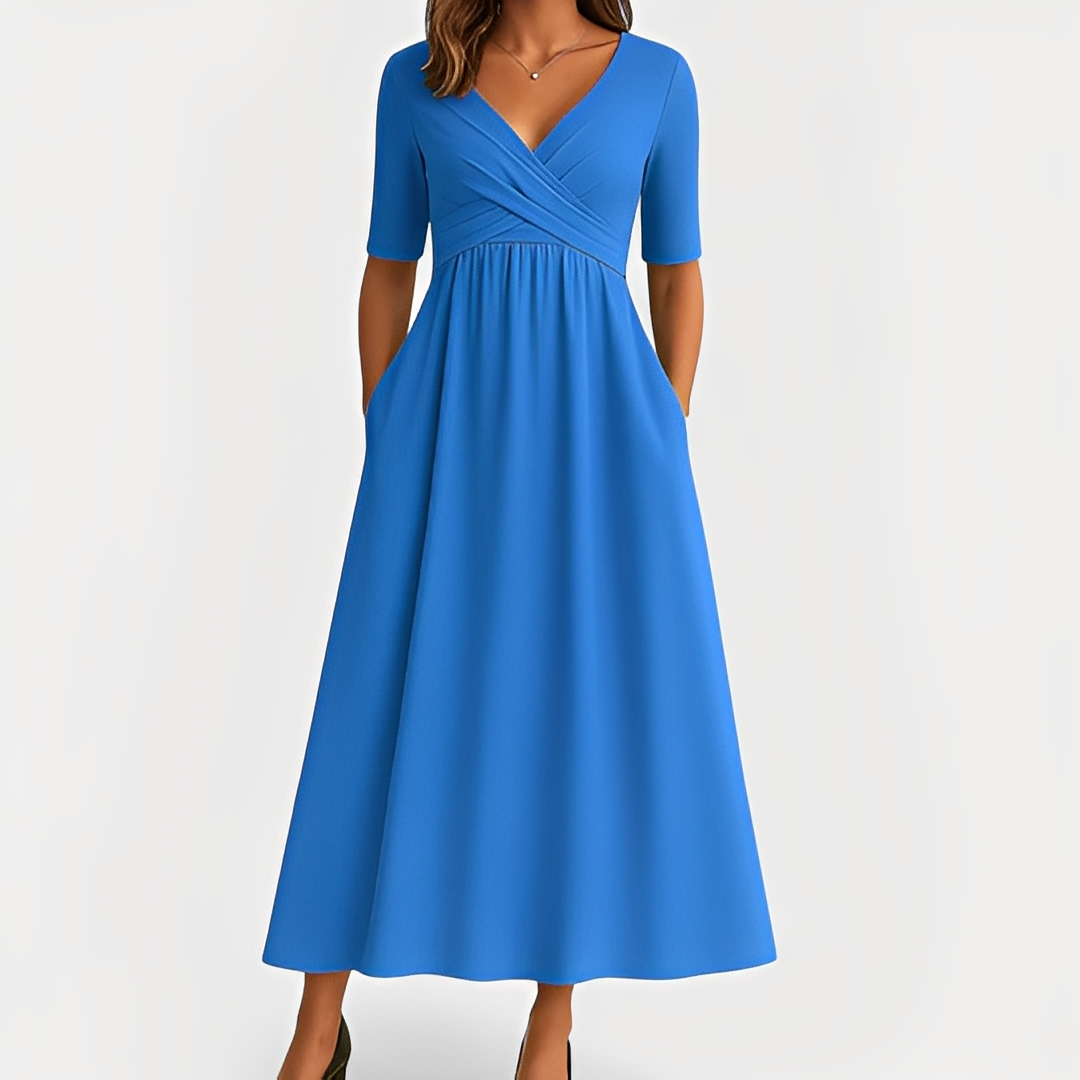 Maïka - Chic V-Neck Dress for Women in Gray