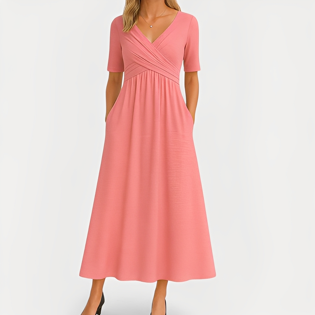 Maïka - Chic V-Neck Dress for Women in Black
