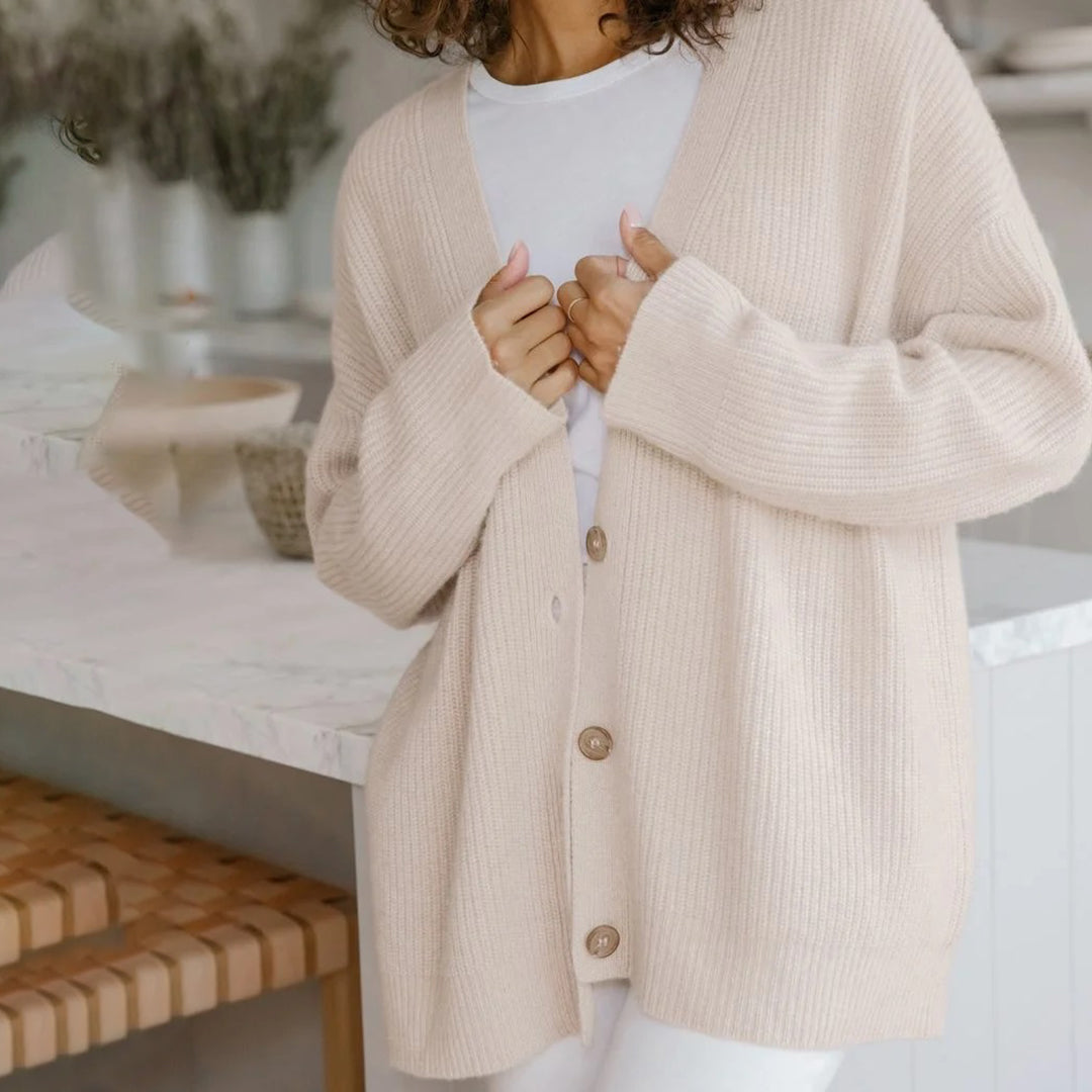 Leah – Oversized Extra Long Cardigan in Natural