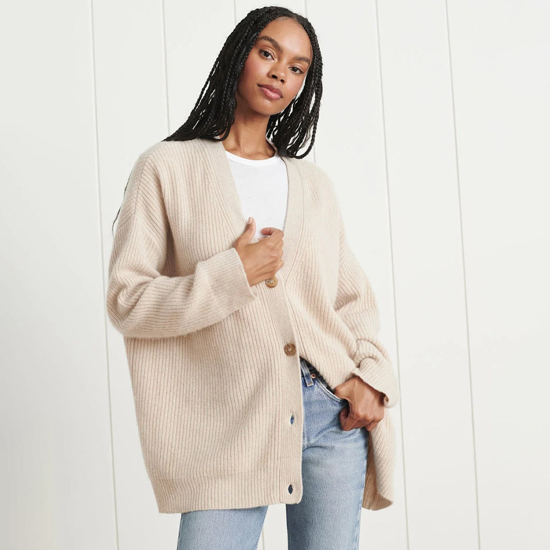 Leah – Oversized Extra Long Cardigan in Natural