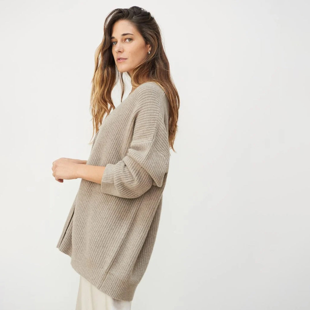 Leah – Oversized Extra Long Cardigan in Natural