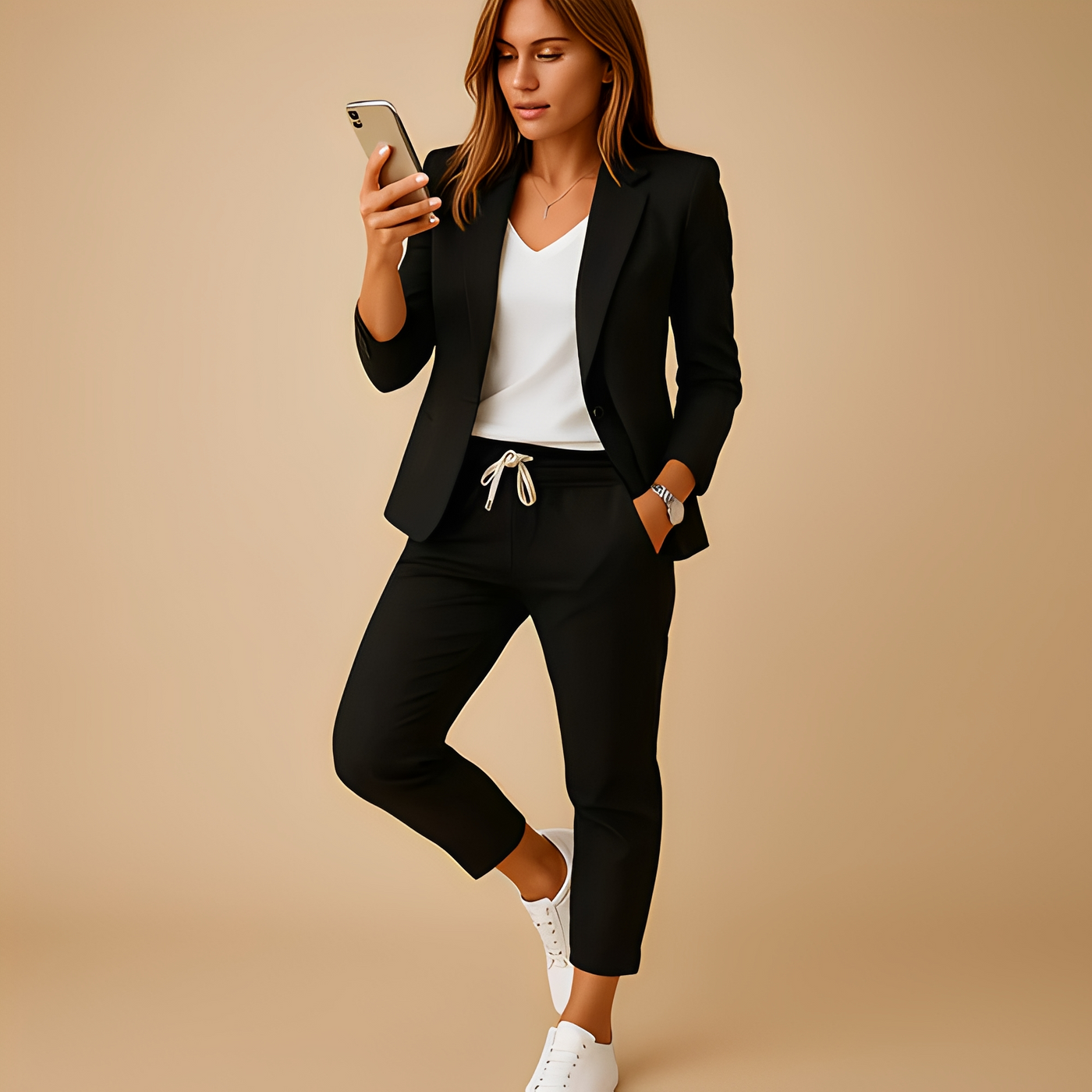 Aletha - Women's Custom-Fit Blazer and Trousers in Gray