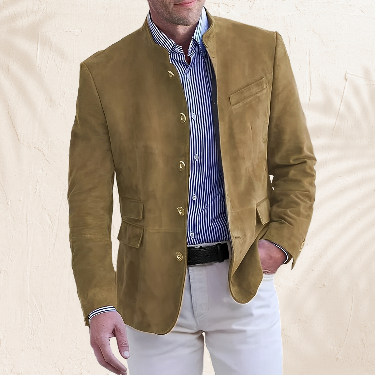 Philip – Men's Button-Up Autumn Jacket in Gray