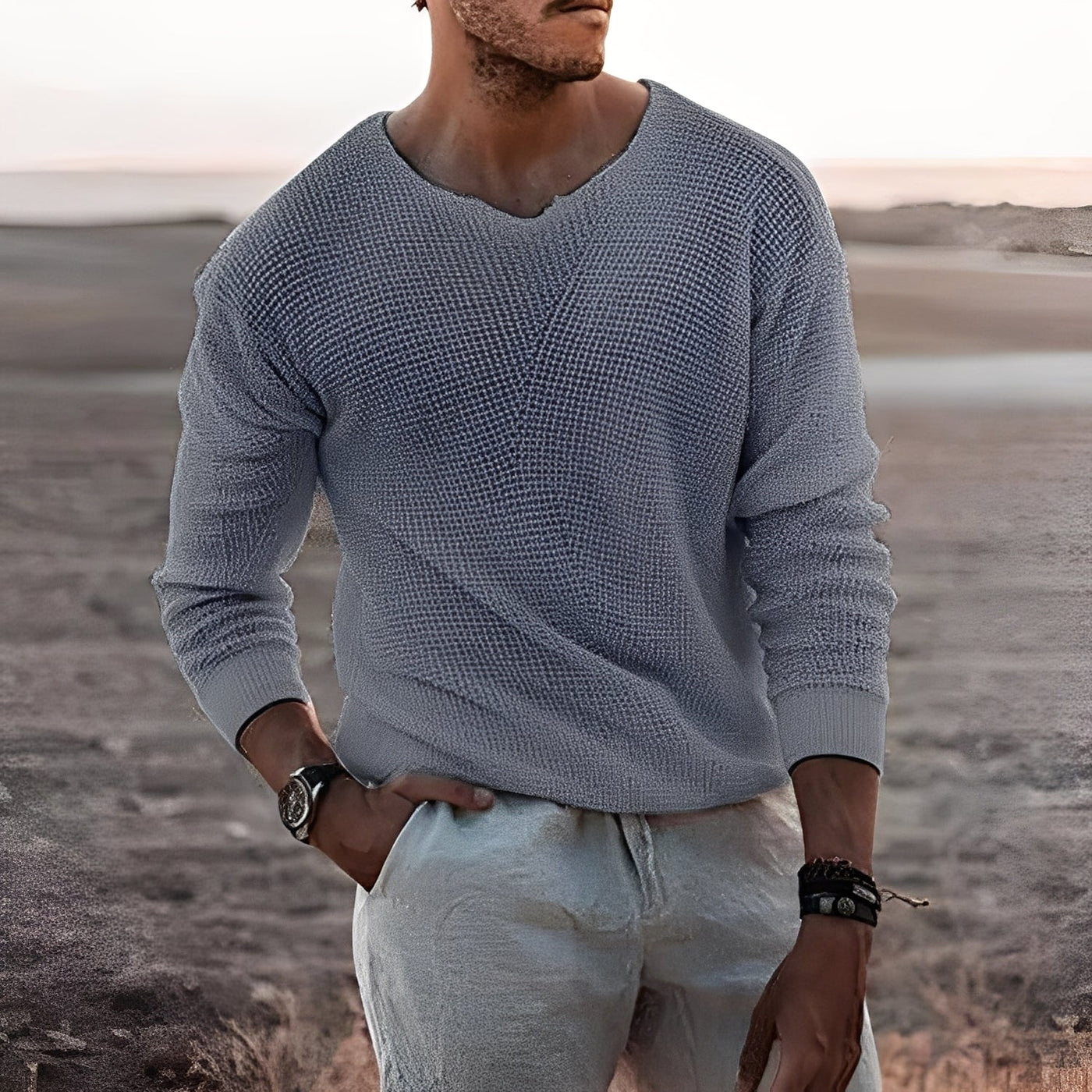 Carlton - Cozy Comfort Men's Sweater in White