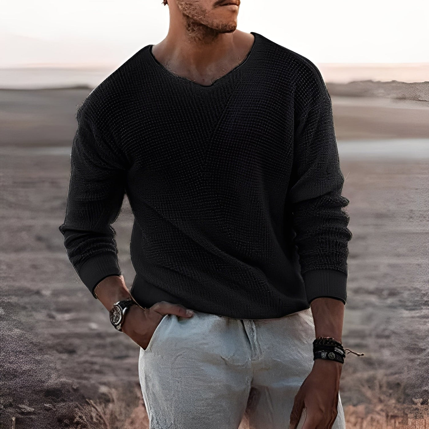 Carlton - Cozy Comfort Men's Sweater in Beige