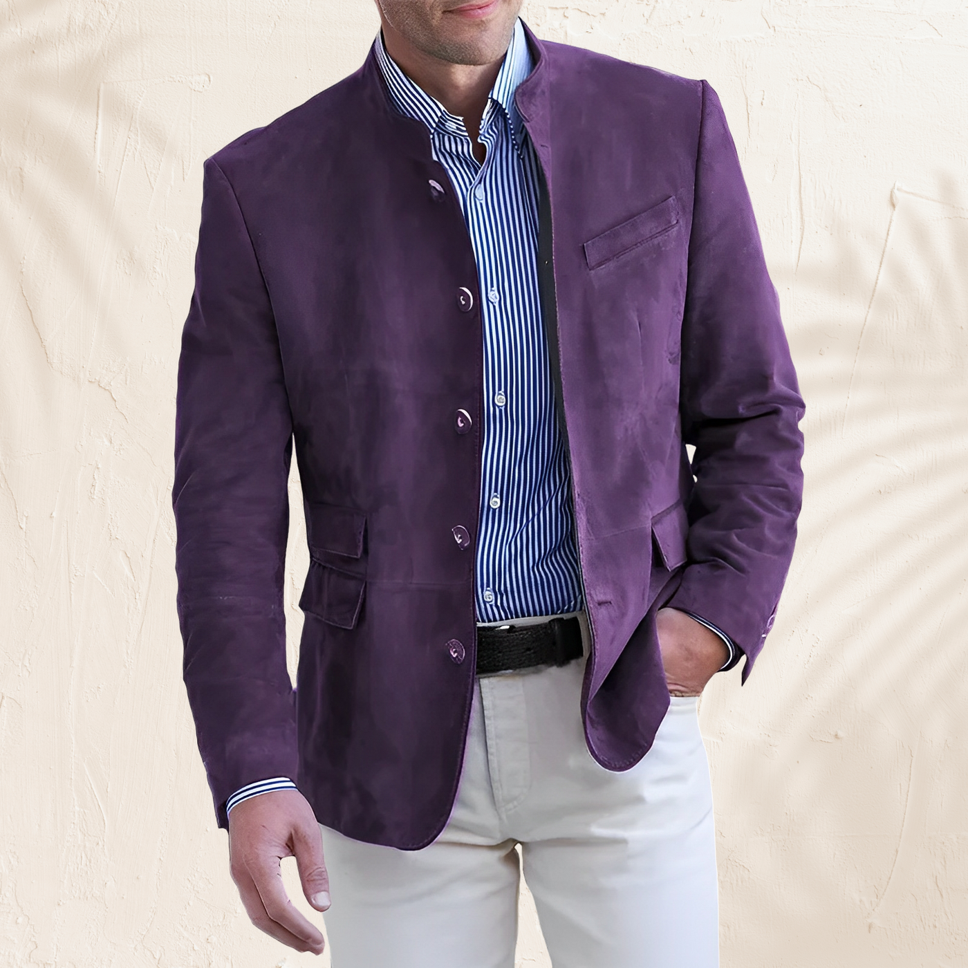 Philip – Men's Button-Up Autumn Jacket in Navy Blue