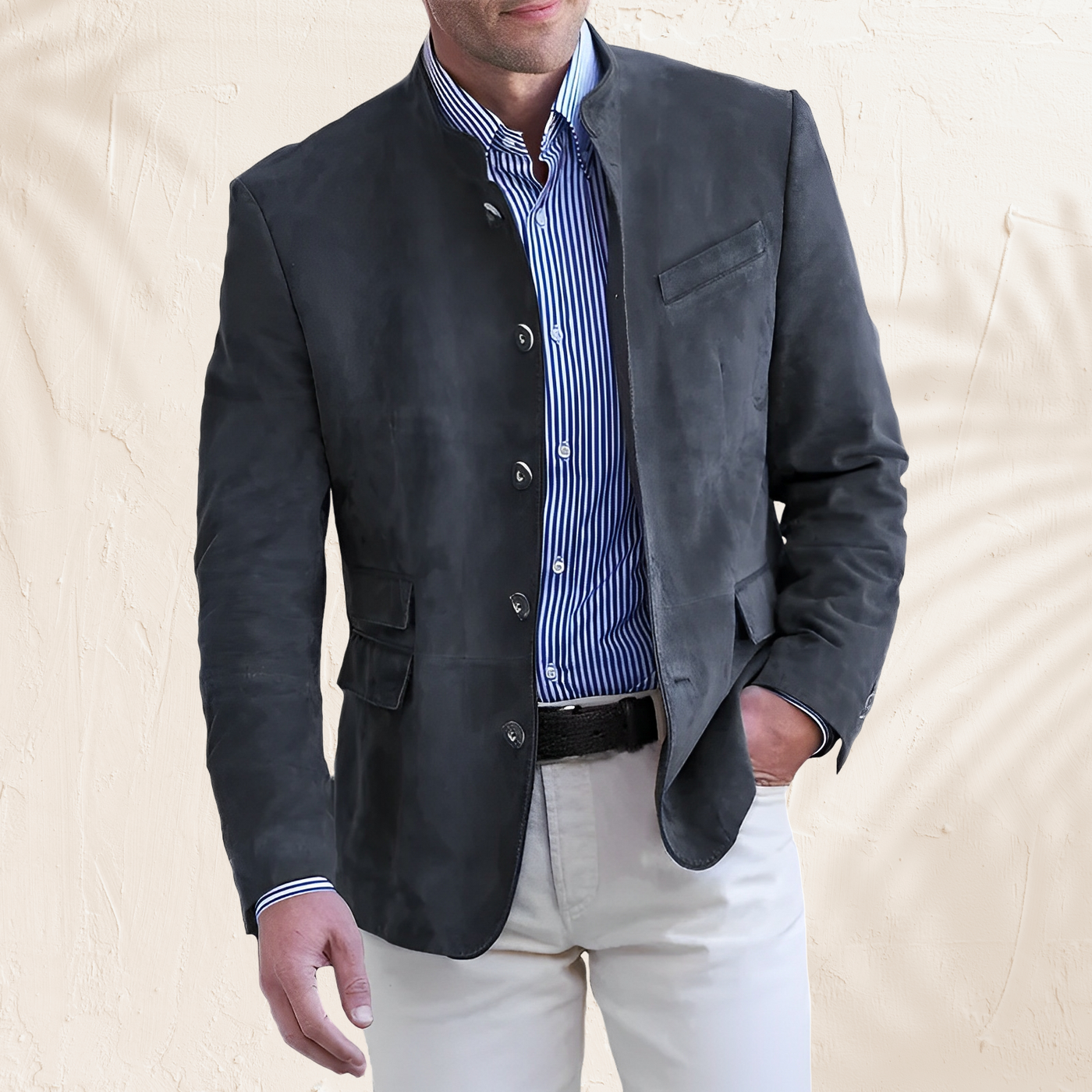Philip – Men's Button-Up Autumn Jacket in Khaki
