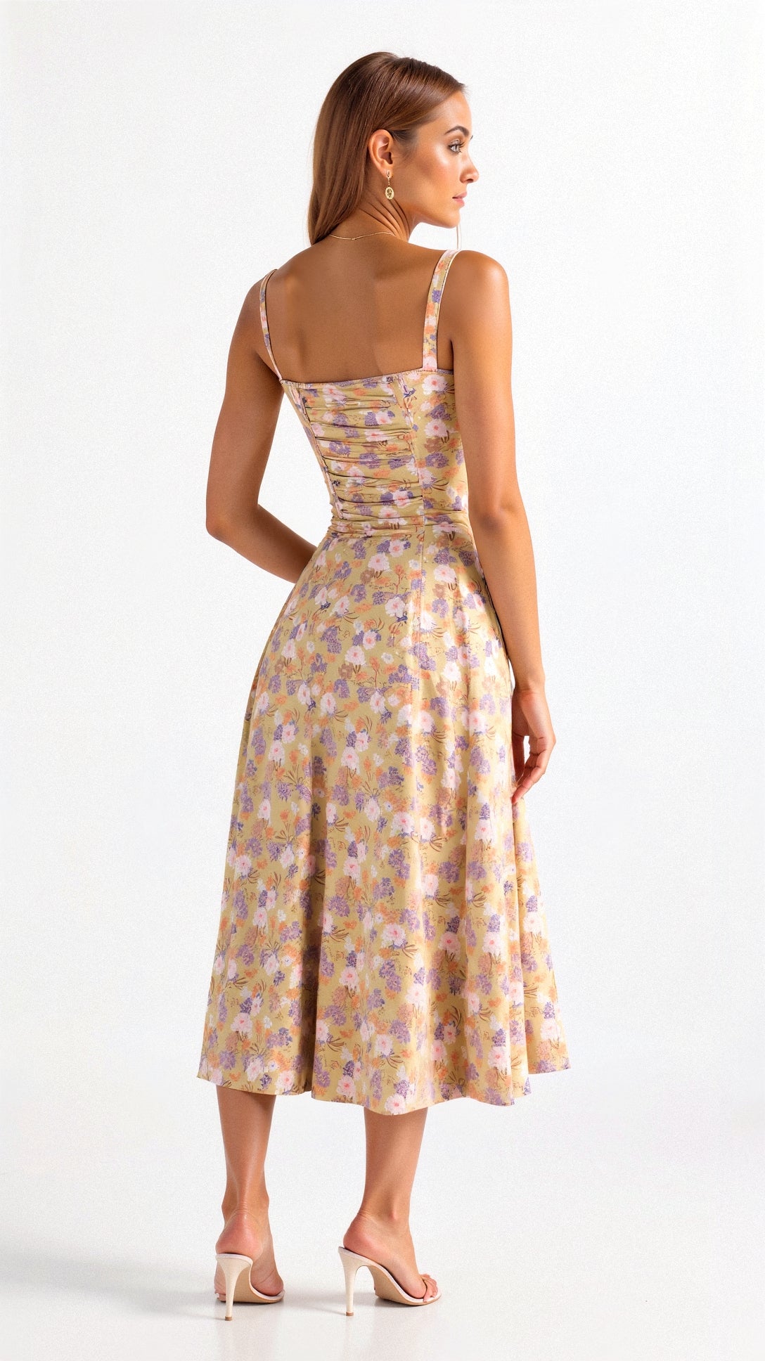 Liana – Midi Dress with Corset Detail in Yellow